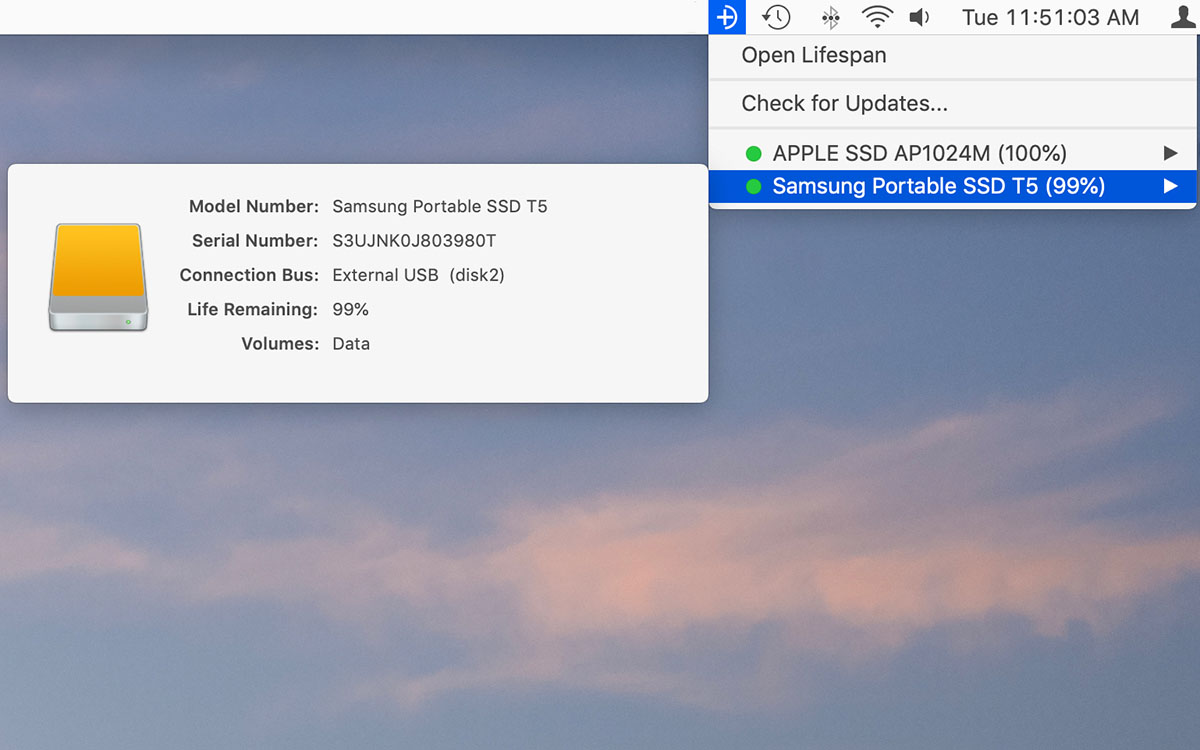 LifeSpan 1.0.2 for Mac 闪存设备内存剩余可用寿命监测工具