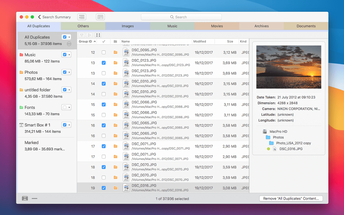 Tidy Up 5.4.8 for Mac 破解版 重复文件查找磁盘整理工具