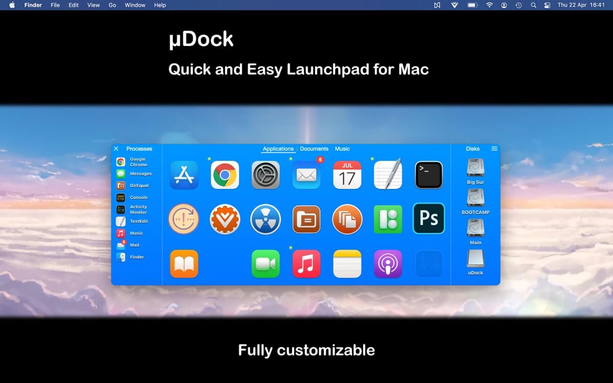 uDock 3.4 (34002) for Mac 激活版 Dock栏程序快速启动工具