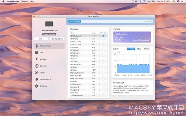 Temp Monitor 1.2.4 for Mac CPU硬件温度监测工具
