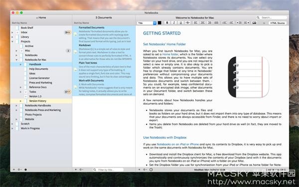 Notebooks 2.4.3 for Mac 优秀文档笔记写作日程备忘工具