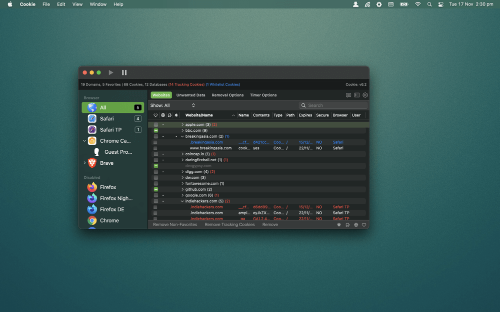 Cookie 6.8.6 for Mac 破解版 浏览器缓存清理隐私保护工具