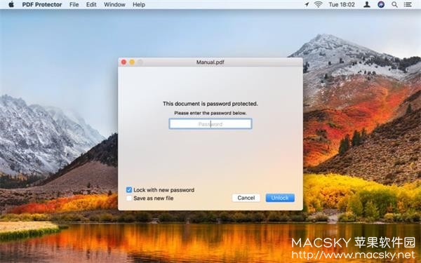 PDF Protector 1.5.1 for Mac 中文破解版 PDF文件加密解密工具