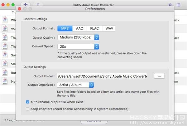 Sidify Apple Music Converter 1.5.4 Mac 中文破解版 iTunes音乐转换器