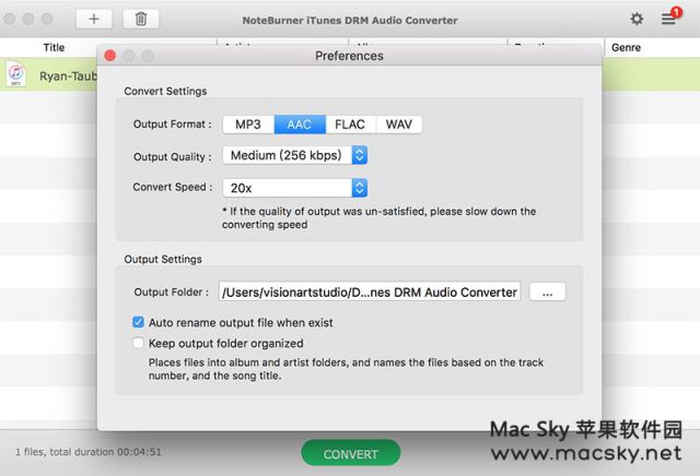 NoteBurner iTunes DRM Audio Converter 2.5.4 破解版 iTunes音乐转换工具