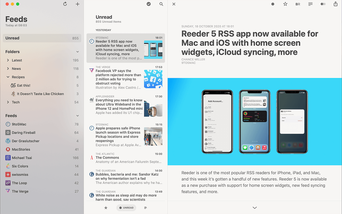 Reeder 5.2.2 for Mac 破解版 优秀RSS阅读器客户端