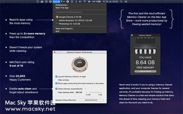 苹果系统专业内存清理优化工具 Memory Cleaner 5.1 MacOS X