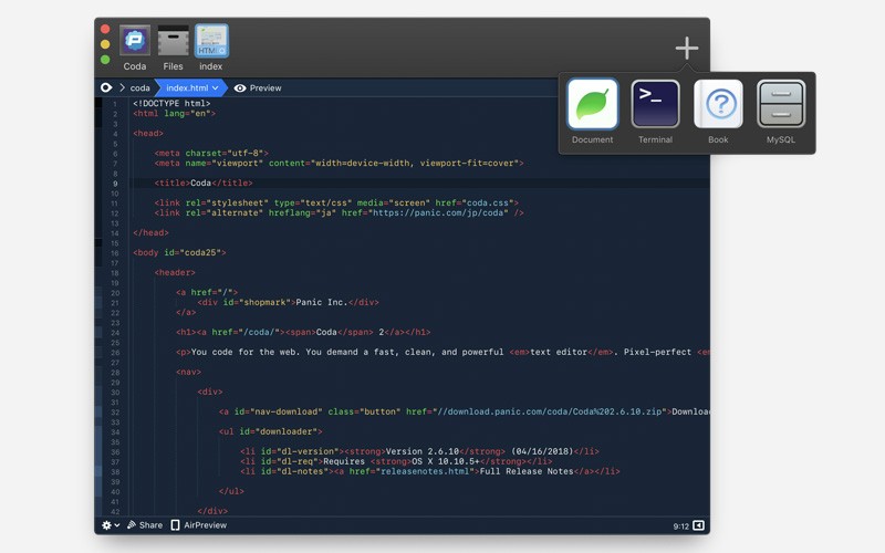 Coda 2 v2.7.7 for Mac 破解版 优秀网页代码文本编辑器工具
