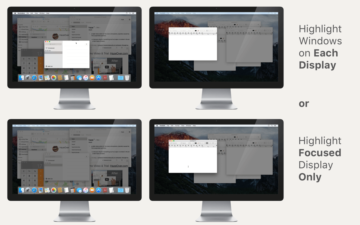 HazeOver 1.9.1 for Mac 中文破解版 背景虚化突显当前窗口工具