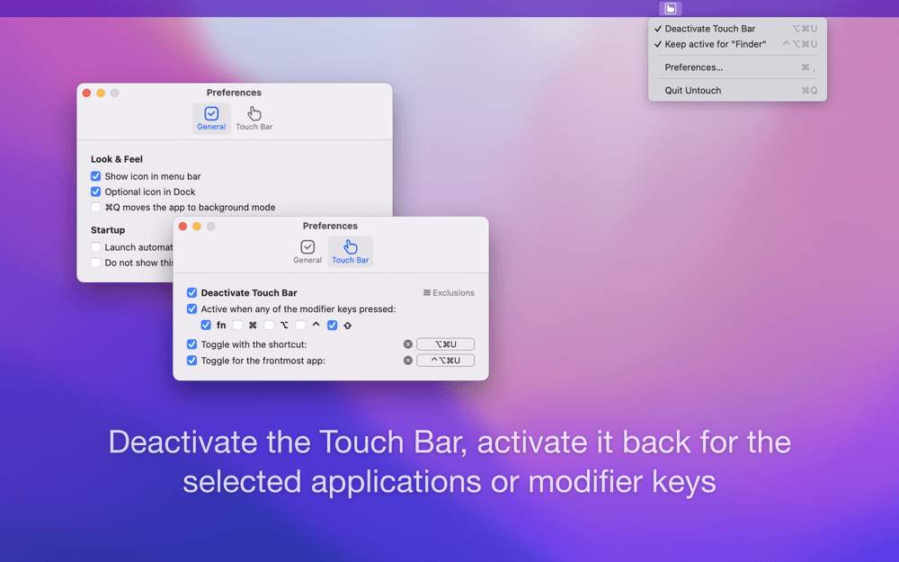 Untouch 1.3.0 for Mac 破解版 Touch Bar触控栏管理控制软件