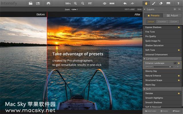 苹果专业照片后期处理工具 Intensify 1.2.3 中文版 Mac OS X
