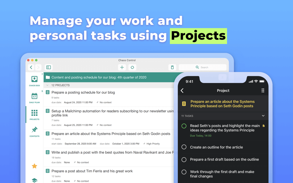 Chaos Control 1.16 for Mac 任务管理GTD待办事项处理工具