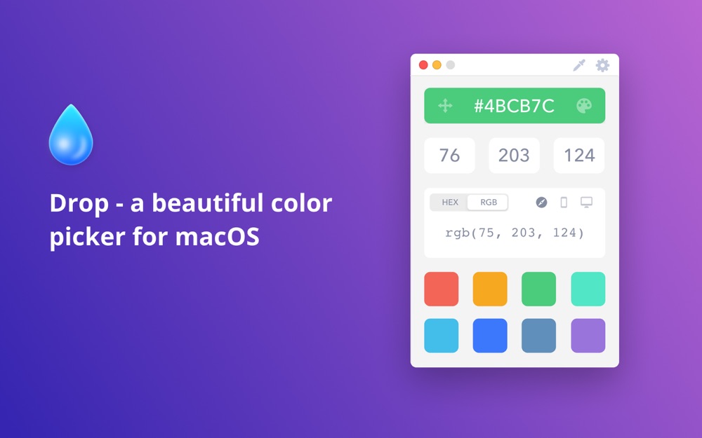 Drop - Color Picker 1.6.4 for Mac 颜色选择屏幕取色工具