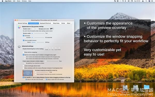 BetterSnapTool 1.9.7 for Mac 优秀窗口布局排列管理工具