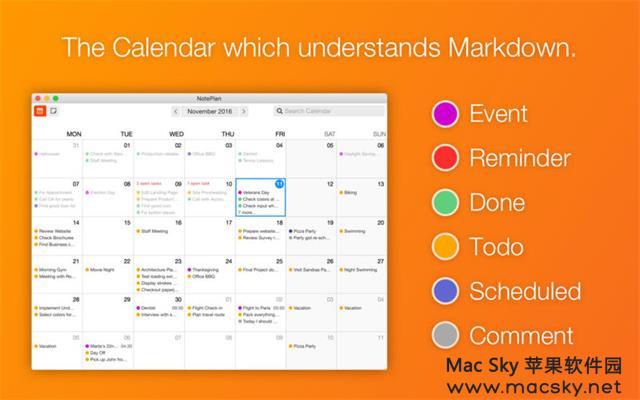苹果专用任务计划日历工具 NotePlan 1.6.10  Mac OS X
