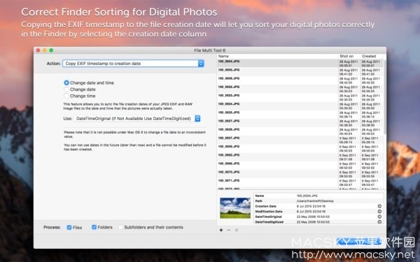 File Multi Tool 6.05 for Mac 批量修改图片文件信息工具
