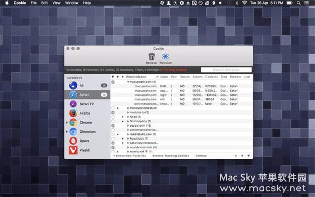 Cookie 5.6.2 for Mac 浏览器缓存清理隐私保护工具