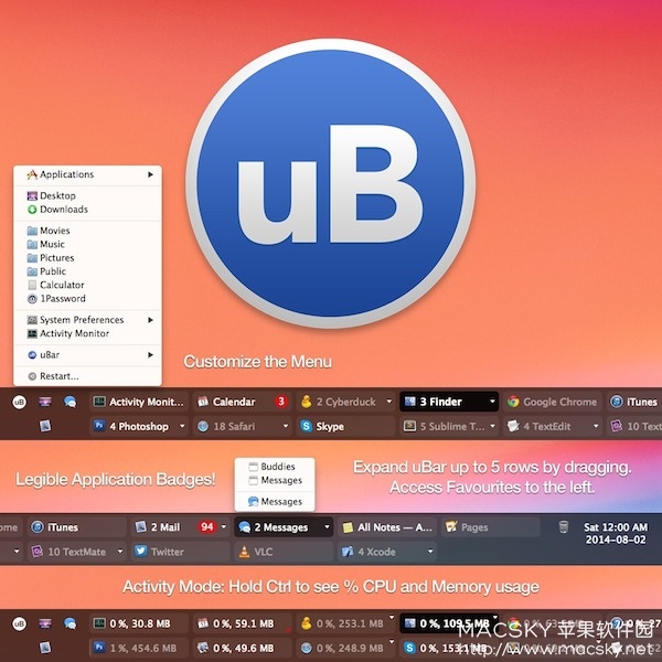 uBar 4.0.1 for Mac Dock栏变Win任务栏样式工具