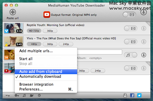 MediaHuman YouTube Downloader 3.9.8.16 Mac网页视频下载工具