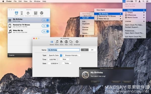 Alarm Clock Pro 12.1.2 for Mac 闹钟提醒任务时间管理工具
