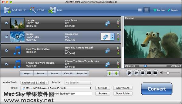 AnyMP4 MP3 Converter 8.2.16 for Mac MP3音频视频格式转换器