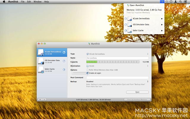 iRamDisk 3.6.5 for Mac 将内存作为虚拟硬盘工具