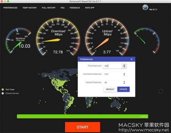 Romanysoft SpeedTest 7.0.5 for Mac 网络速度测试工具