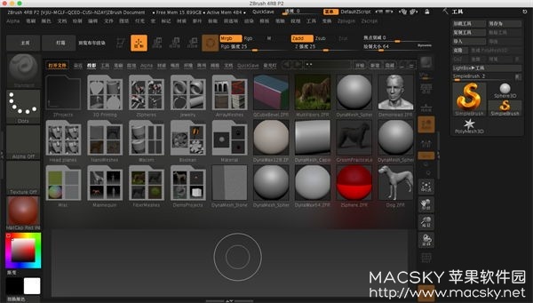 Zbrush 4R8 P2 for Mac 中文破解版 数字雕刻和绘画软件