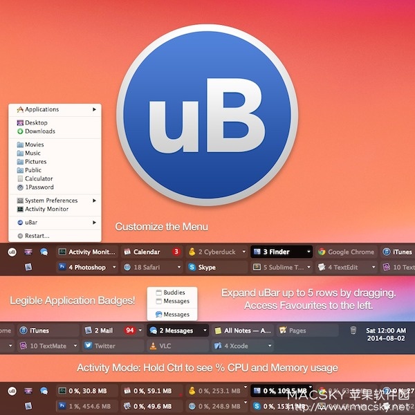 uBar 4.0.4 for Mac Dock栏变Win任务栏样式工具