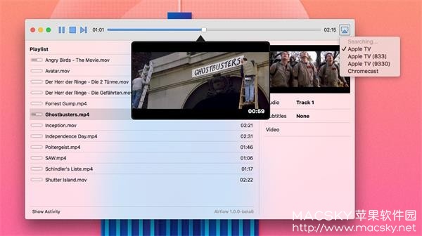 Airflow 3.3.1 for Mac 破解版 视频画面传输到Apple TV和ChromeCast工具