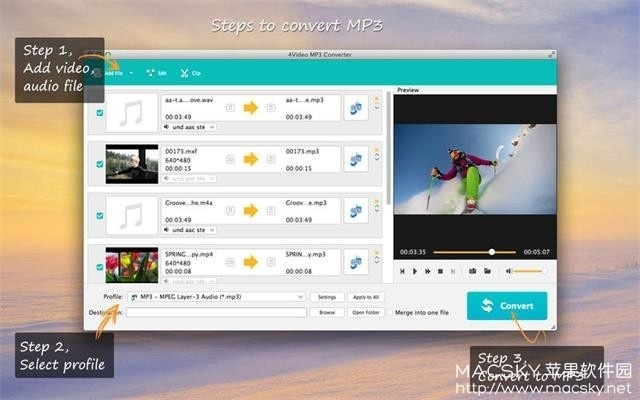 4Video MP3 Converter v5.1.63 for Mac 音视频格式转换器