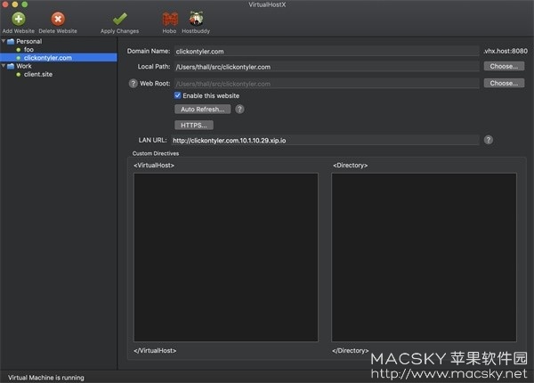 VirtualHostX 8.7.16 for Mac 网站虚拟服务器架设工具