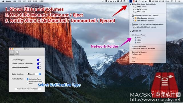 Mac外置磁盘卷卸载弹出工具 Disk Mounter 1.1 Mac OS X