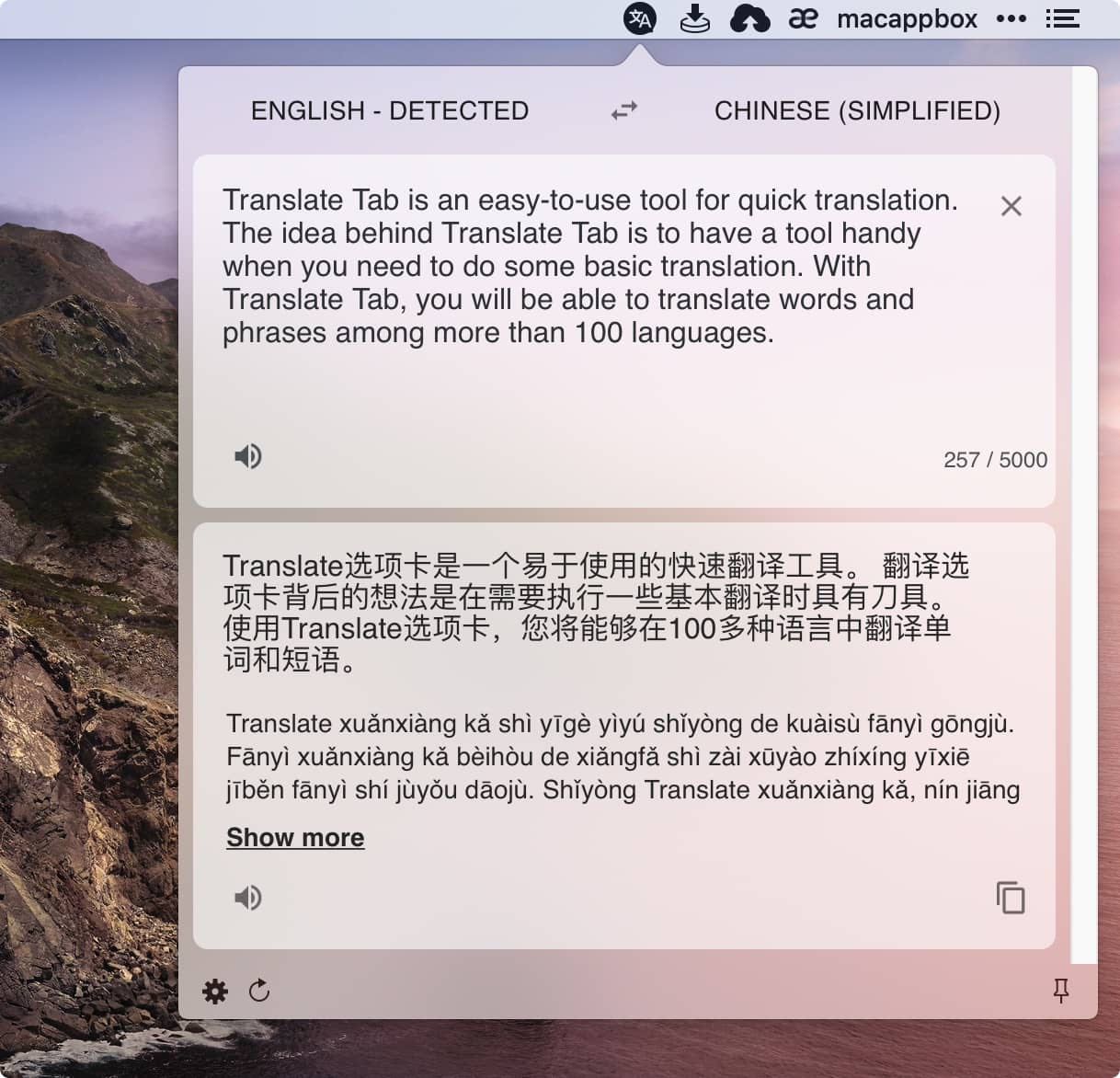 Translate Tab 2.0.16 mac菜单栏翻译工具