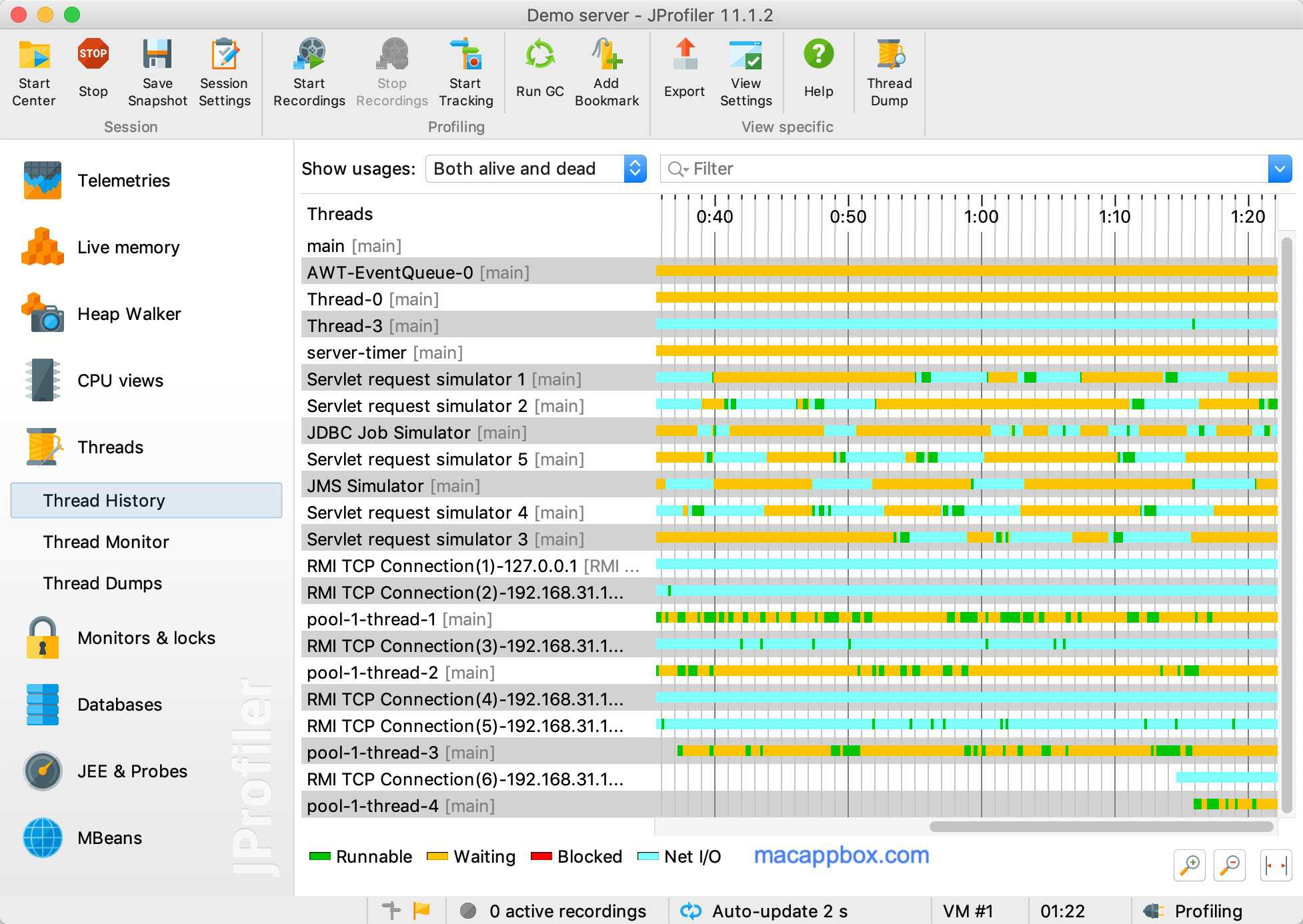 JProfiler for mac 软件截图 线程分析 