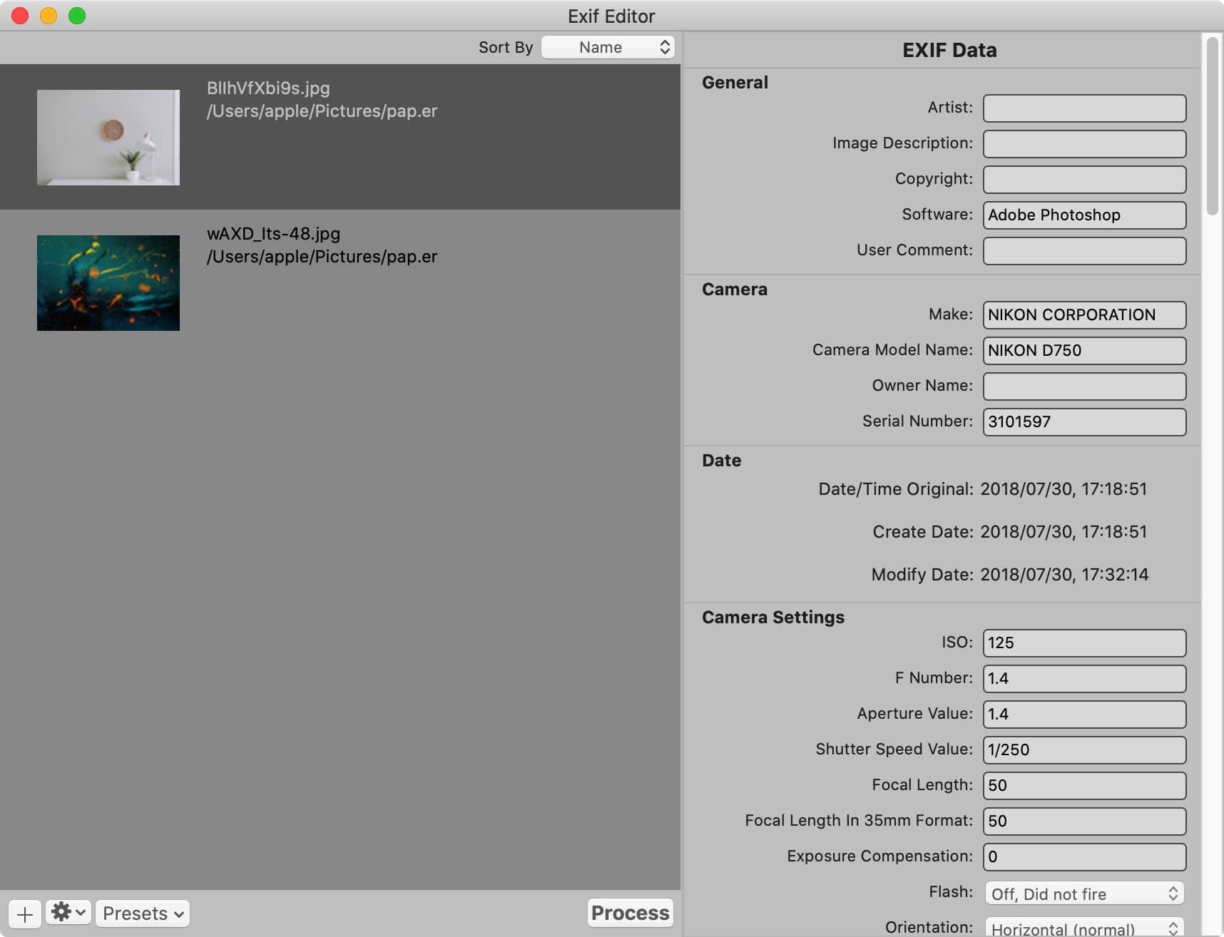 Exif Editor 1.2.3 mac照片图像exif的编辑器