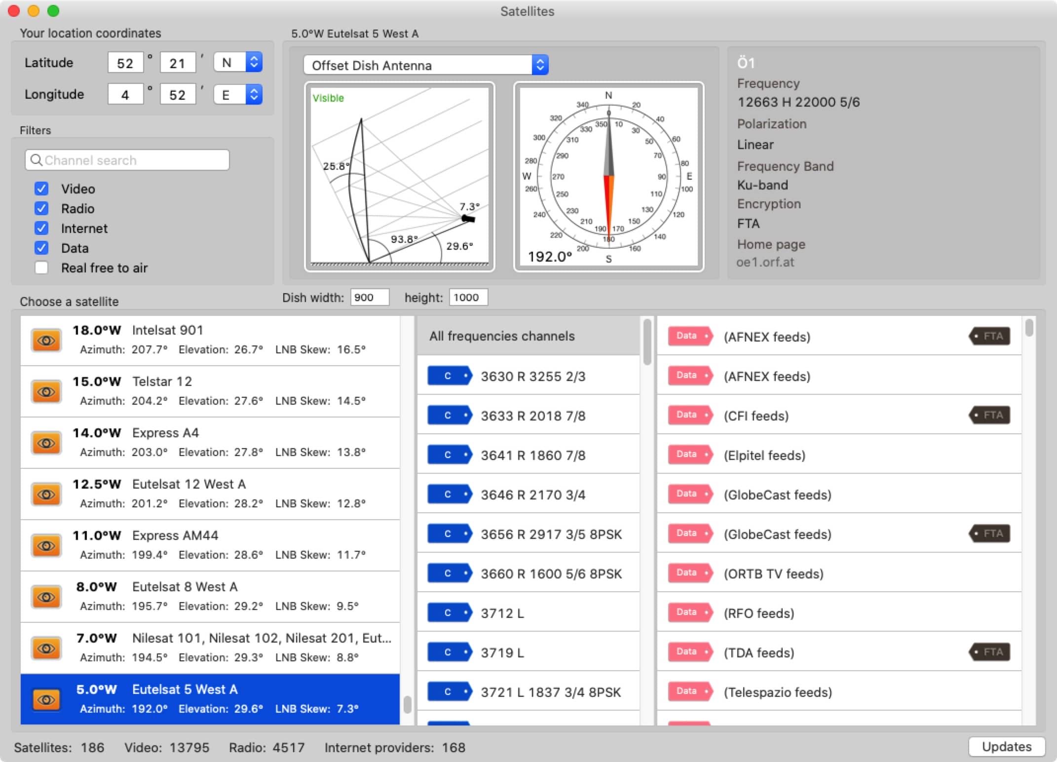 Satellites for mac 1.4 调整卫星天线的专业工具