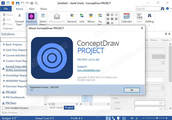 ConceptDraw PROJECT 12中文破解版-ConceptDraw PROJECT 12最新免费版下载 v12.0.0.183(附破解补丁)