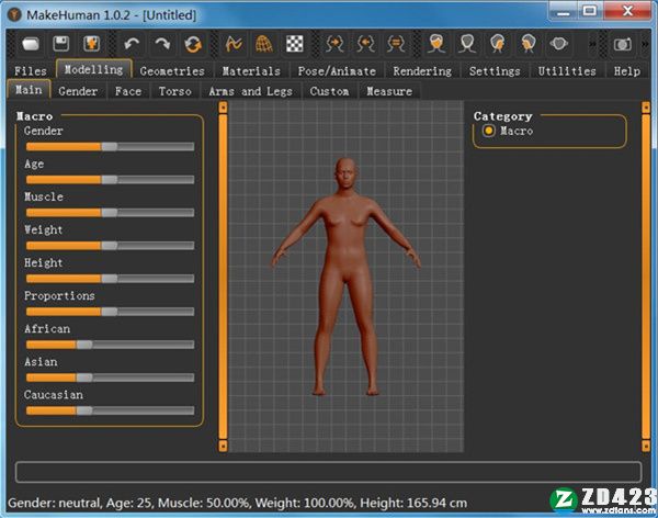 makehuman中文版-makehuman(3D人物角色建模软件)汉化破解版下载 v1.0.2(附安装教程)