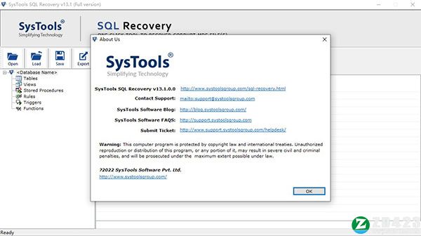 SysTools SQL Recovery 13破解版-SysTools SQL Recovery 13(数据恢复软件)免费版下载 v13.1.0附破解补丁