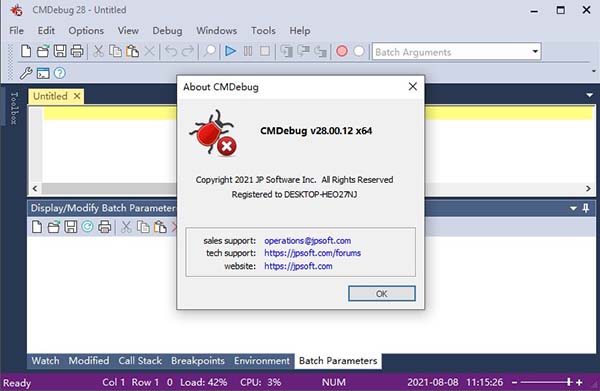 CMDebug 28破解补丁-JP Software CMDebug 28破解文件下载(附破解教程)