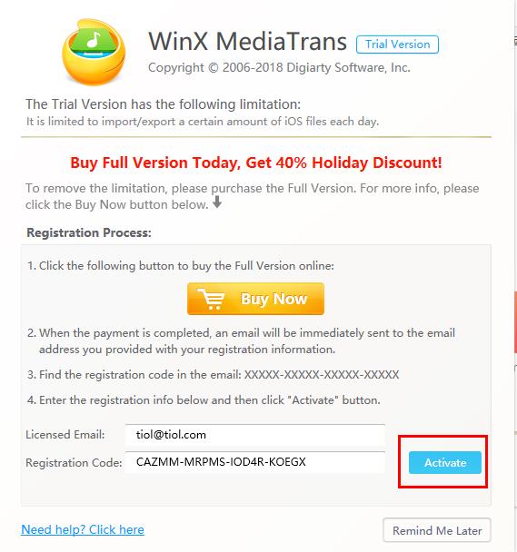WinX MediaTrans破解版_WinX MediaTrans(iOS媒体文件管理)破解版 v6.4下载(附注册码)