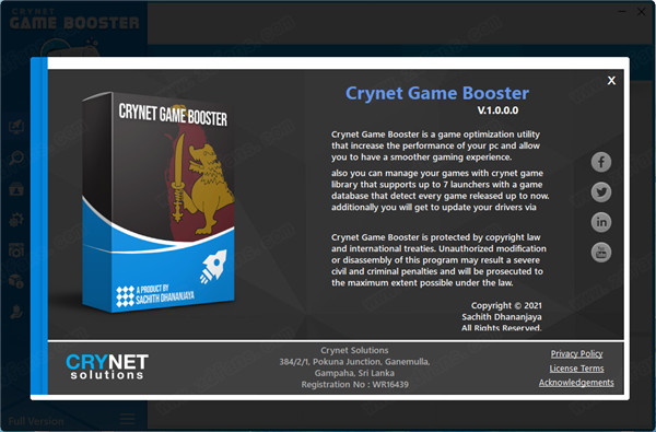Crynet Game Booster破解版 v1.0.0下载(附破解补丁)