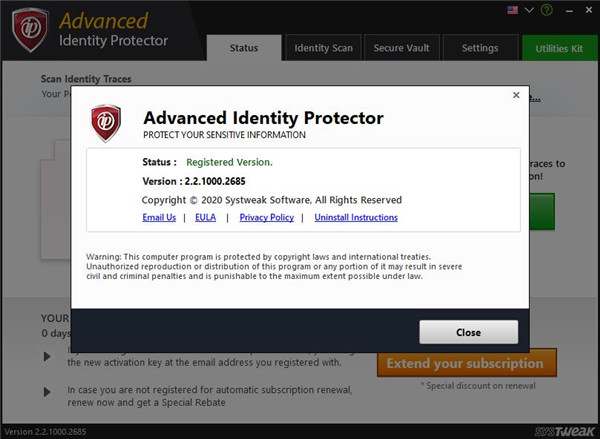 Advanced Identity Protector破解版下载 v2.1.1000.2685(附破解补丁)