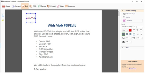 PDFEdit免费版-WidsMob PDFEdit(PDF编辑器)软件下载 v3.0.1(附许可密钥)