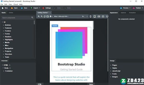 Bootstrap Studio中文破解版-Bootstrap Studio激活版下载 v5.9.0(附破解补丁和教程)
