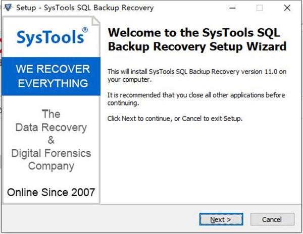 SysTools SQL Backup Recovery 11破解版-数据库备份恢复工具中文激活版下载 v11.0(附破解补丁)