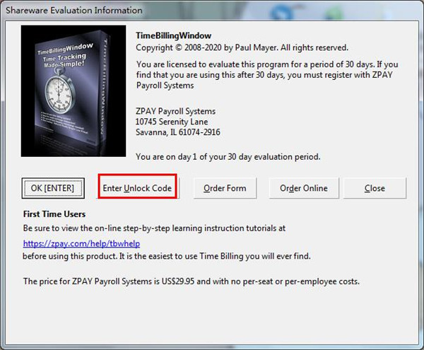 ZPAY Time Billing Window破解版下载 v2.0.20(附注册信息和教程)