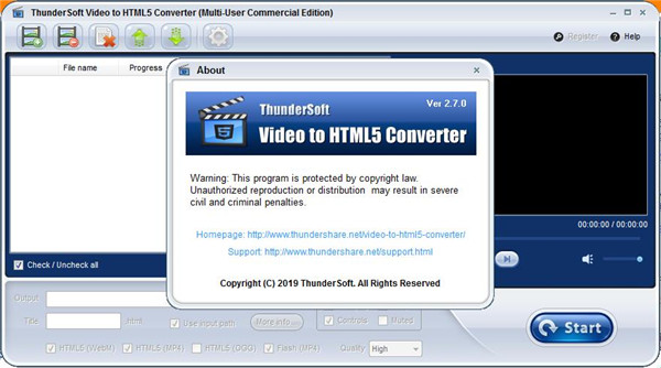 ThunderSoft Video to HTML5 Converter破解版下载 v2.7.0(附破解补丁和教程)