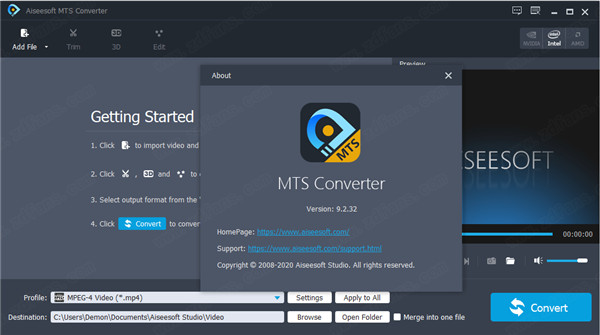 Aiseesoft MTS Converter破解版 v9.2.32下载(附破解补丁)